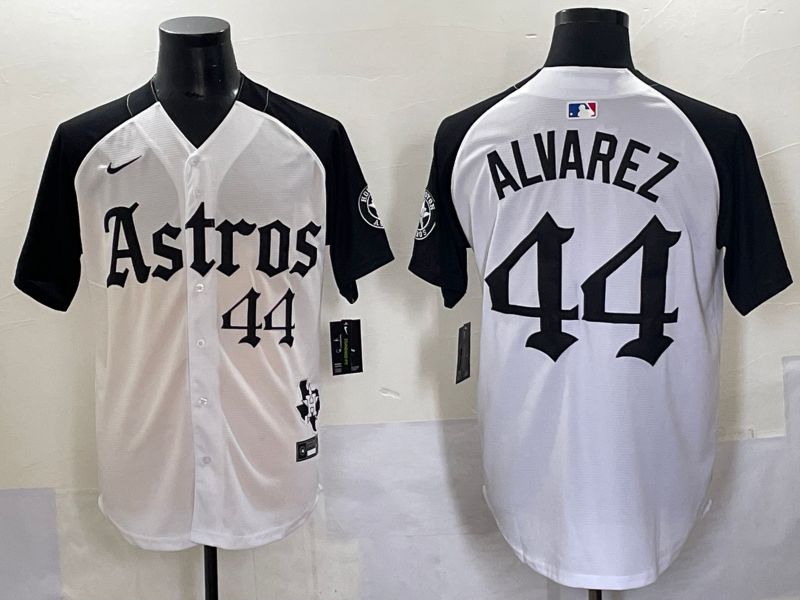 Men 2025 Houston Astros #44 Alvarez White Black Five generations Joint Name Nike MLB Jersey style 6